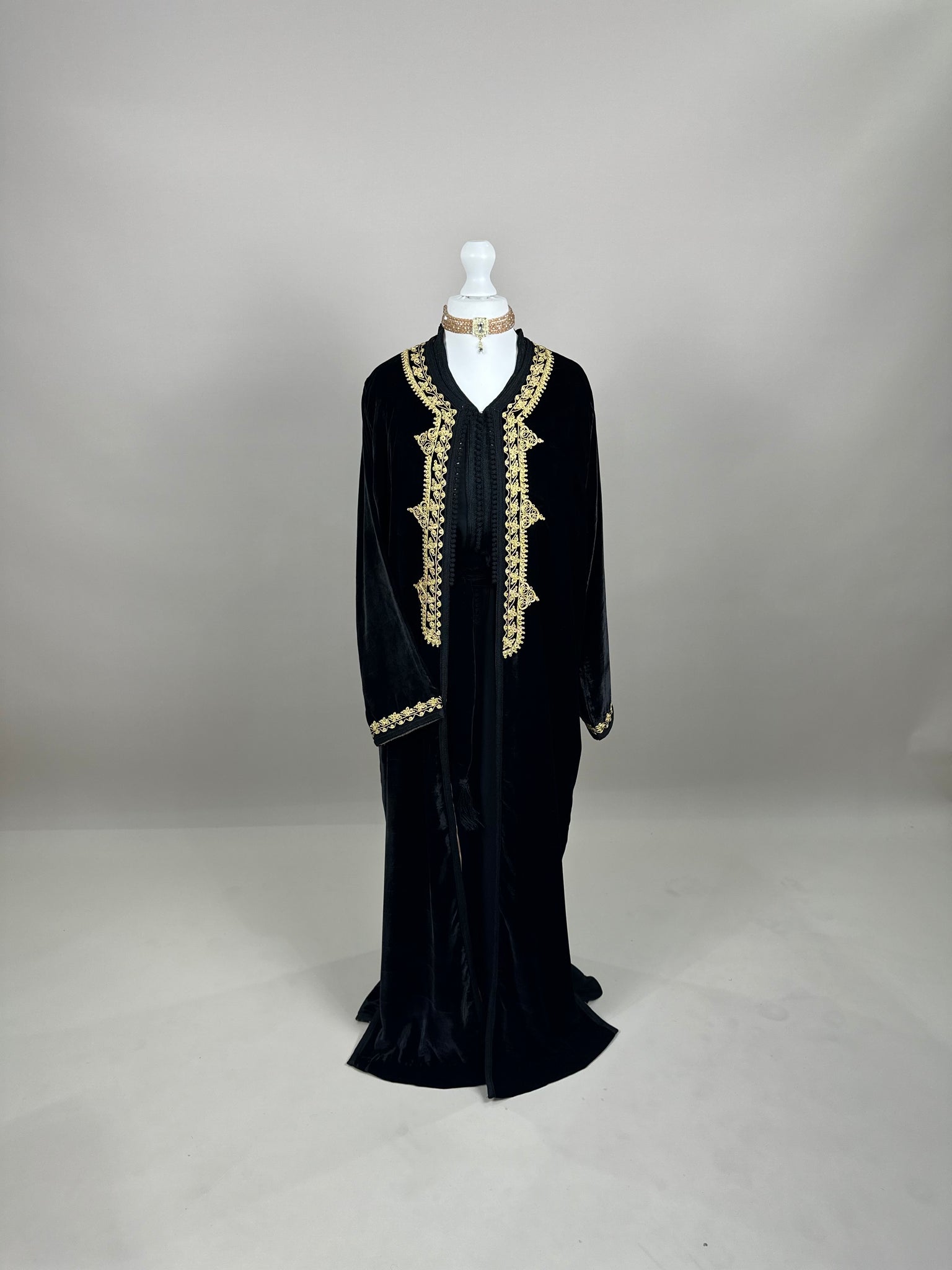 Black Kimono with nude pink interior
