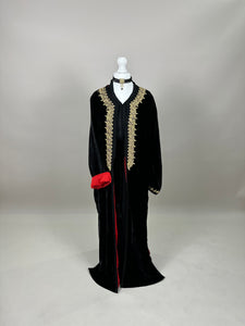 Black Velvet Kimono with red interior