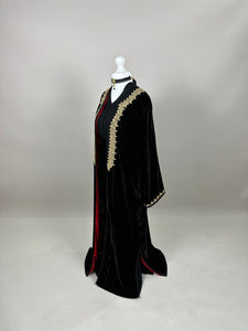 Black Velvet Kimono with red interior