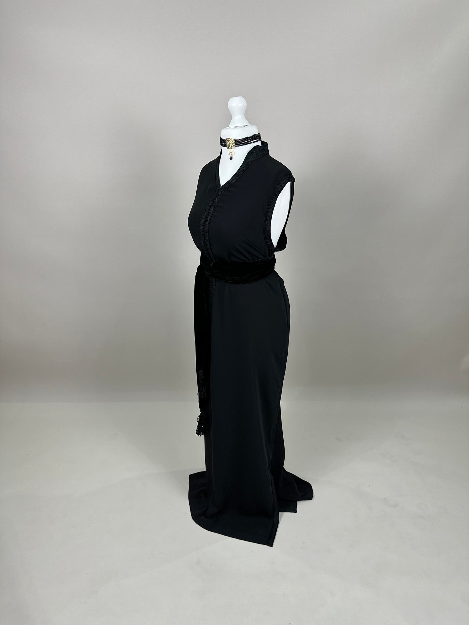 Black Kimono with nude pink interior