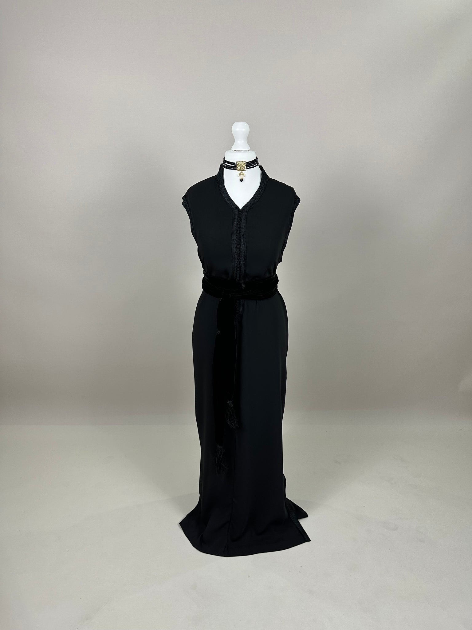 Black Kimono with nude pink interior